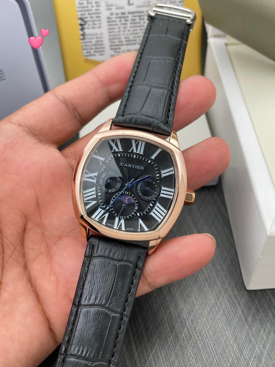 FIRST COPY Cartier Lethar belt watch for men