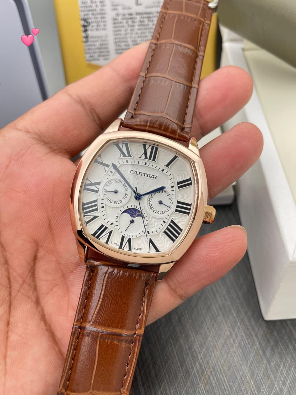 FIRST COPY Cartier Lethar belt watch for men - Image 4