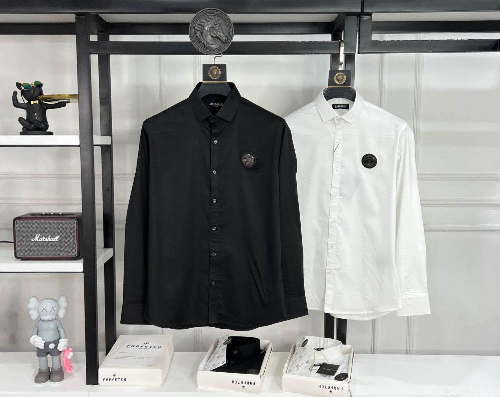 FIRST COPY BALMAIN IMPORTED SATIN LYCRA FABRIC FULL SLEEVE SHIRTS - Image 3