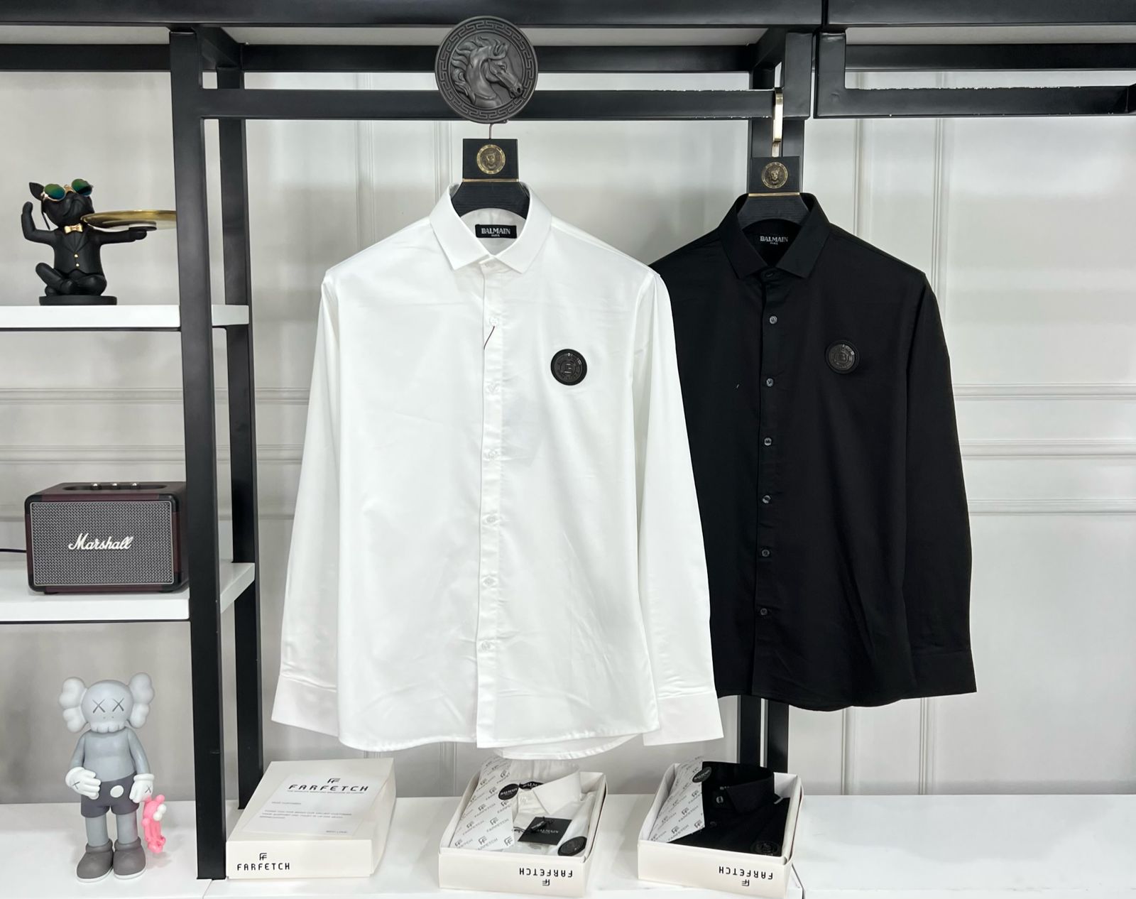 FIRST COPY BALMAIN IMPORTED SATIN LYCRA FABRIC FULL SLEEVE SHIRTS - Image 4