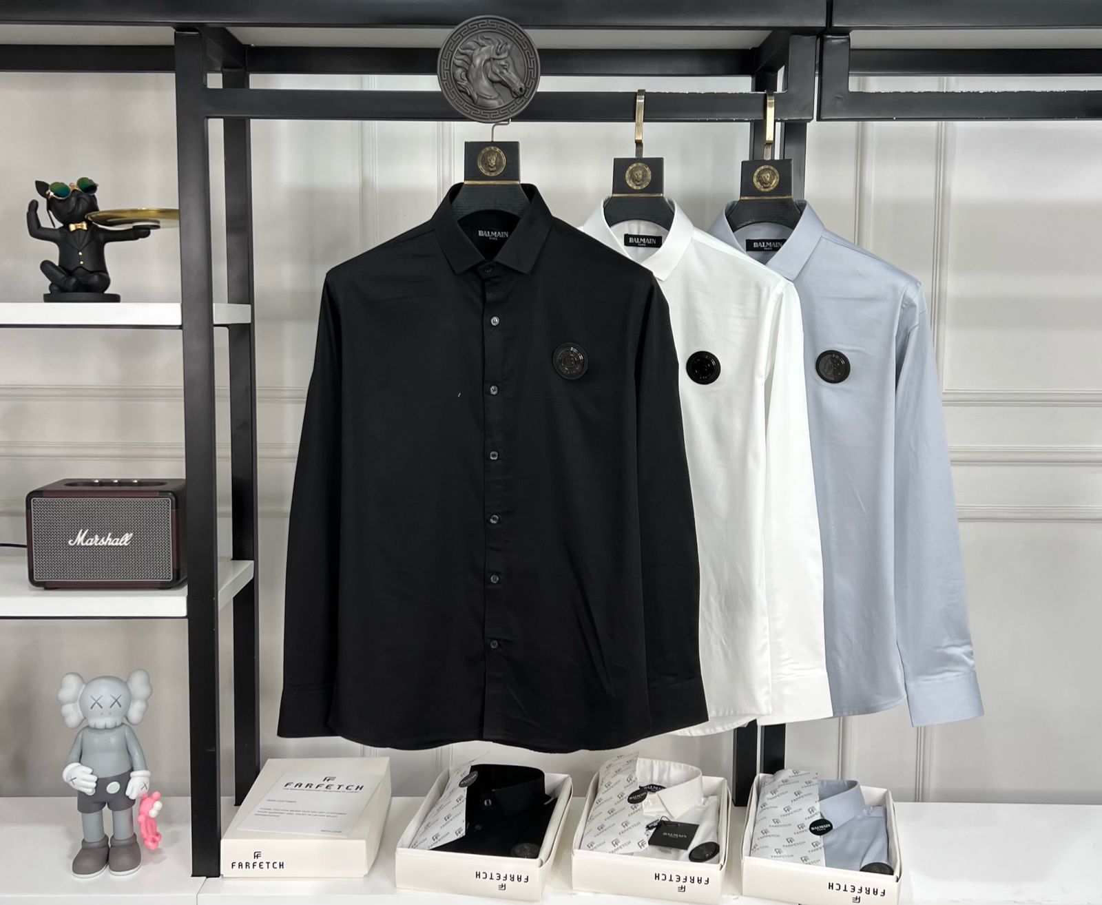 FIRST COPY BALMAIN IMPORTED SATIN LYCRA FABRIC FULL SLEEVE SHIRTS