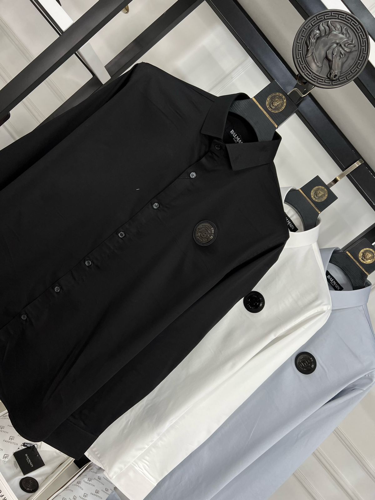 FIRST COPY BALMAIN IMPORTED SATIN LYCRA FABRIC FULL SLEEVE SHIRTS - Image 6