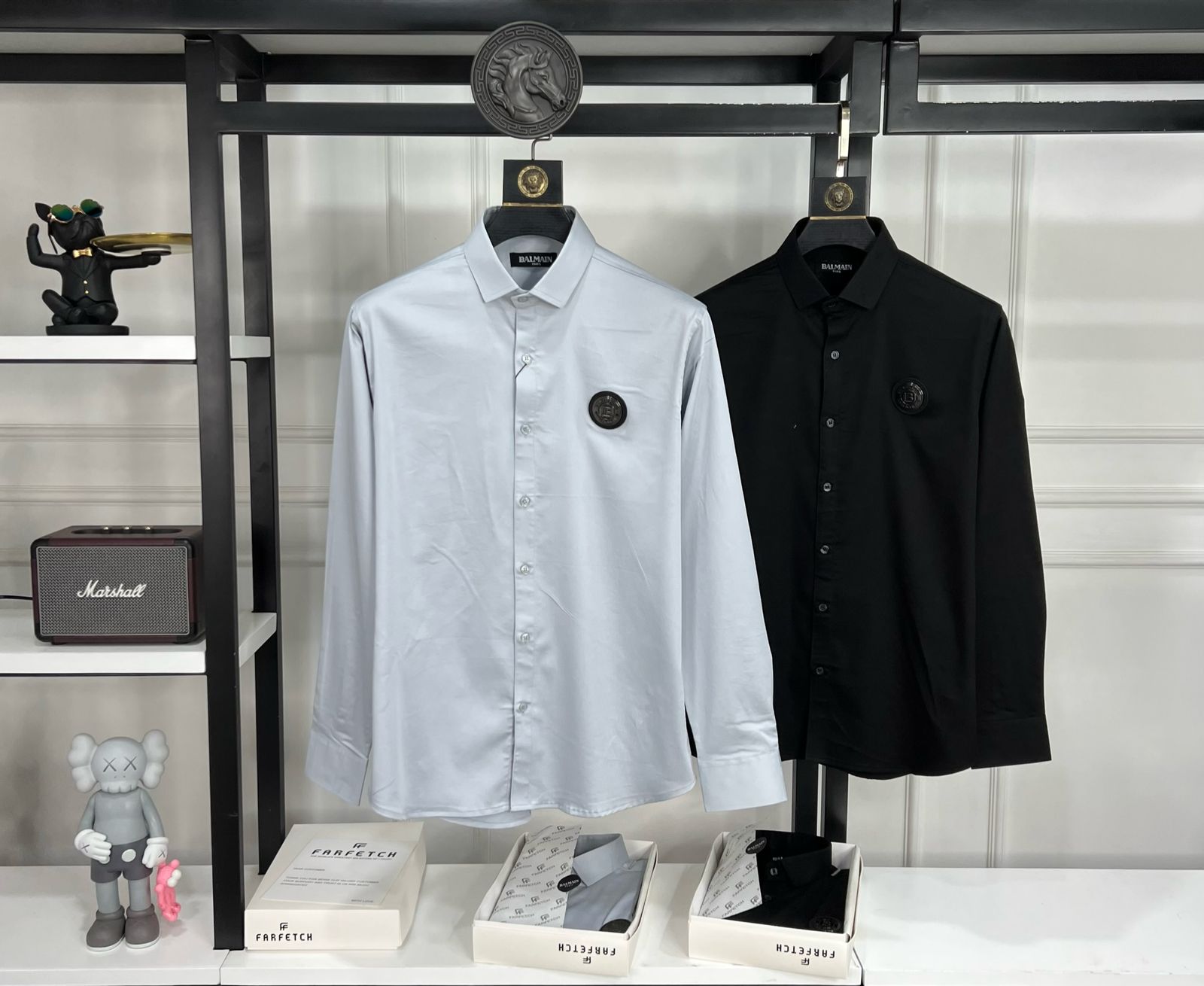 FIRST COPY BALMAIN IMPORTED SATIN LYCRA FABRIC FULL SLEEVE SHIRTS - Image 5