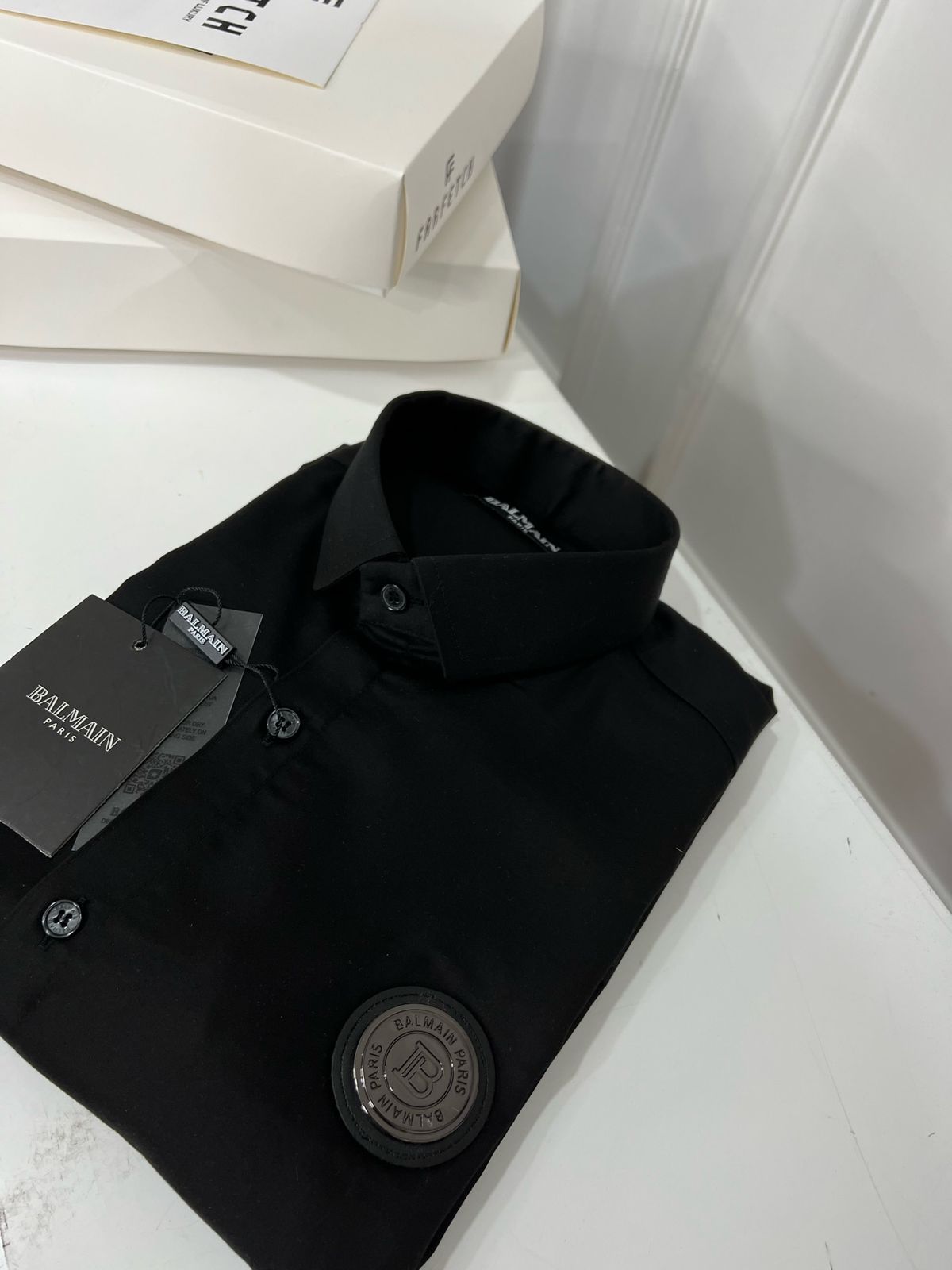 FIRST COPY BALMAIN IMPORTED SATIN LYCRA FABRIC FULL SLEEVE SHIRTS - Image 10