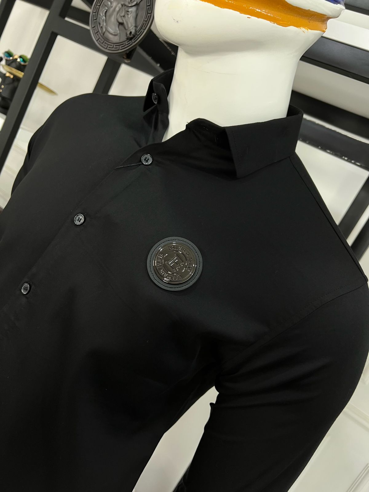 FIRST COPY BALMAIN IMPORTED SATIN LYCRA FABRIC FULL SLEEVE SHIRTS - Image 8