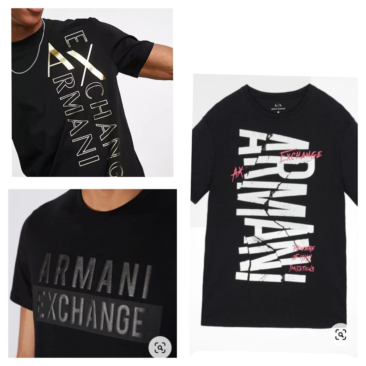 FIRST COPY ARMANI COTTON LYCRA CREW NECK T-shirts - Image 2