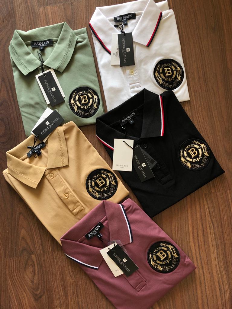 FIRST COPY BALMAIN COTTON LYCRA POLOS T-SHIRT