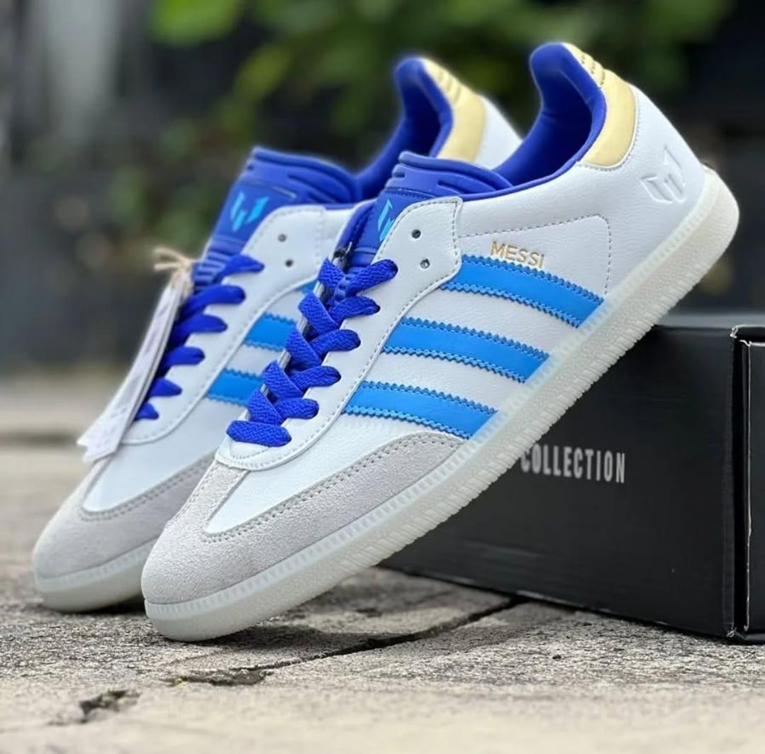 FIRST COPY Adidas Lionel Messi X Samba WhiteBlue Unisex - Image 2
