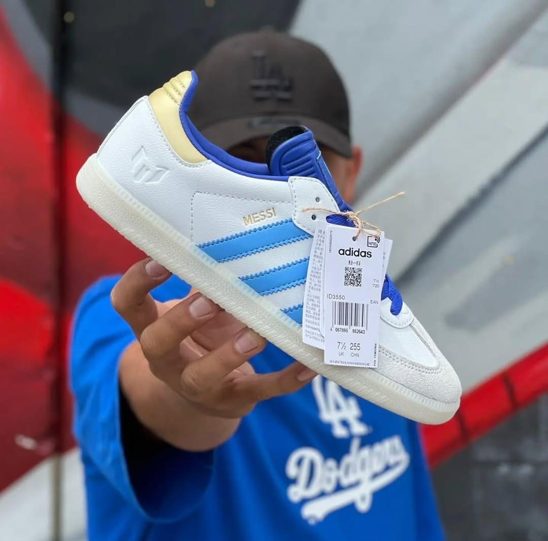 FIRST COPY Adidas Lionel Messi X Samba WhiteBlue Unisex - Image 3