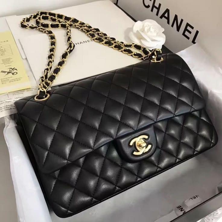 FIRST COPY CHANEL PARIS LAMBSKIN DOUBLE FLAP SHOULDER BAG - Image 4