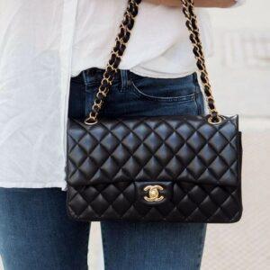 FIRST COPY CHANEL PARIS LAMBSKIN DOUBLE FLAP SHOULDER BAG
