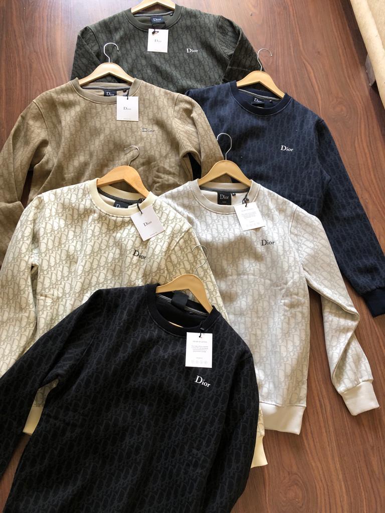 FIRST COPY DIOR IMPORTED COTTON FLEECE ROUND NECK SWEATSHIRT