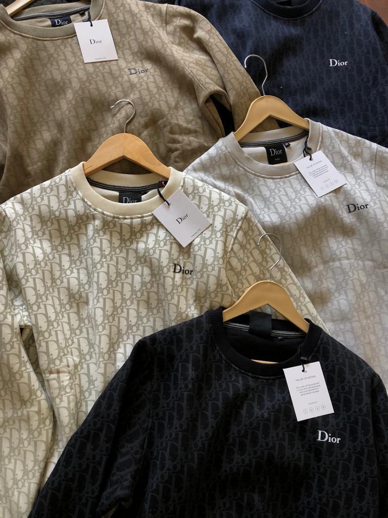 FIRST COPY DIOR IMPORTED COTTON FLEECE ROUND NECK SWEATSHIRT - Image 3