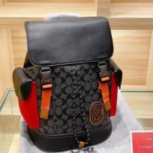 FIRST COPY Coach Black-Red Rivington ColorBlock Unisex Backpack