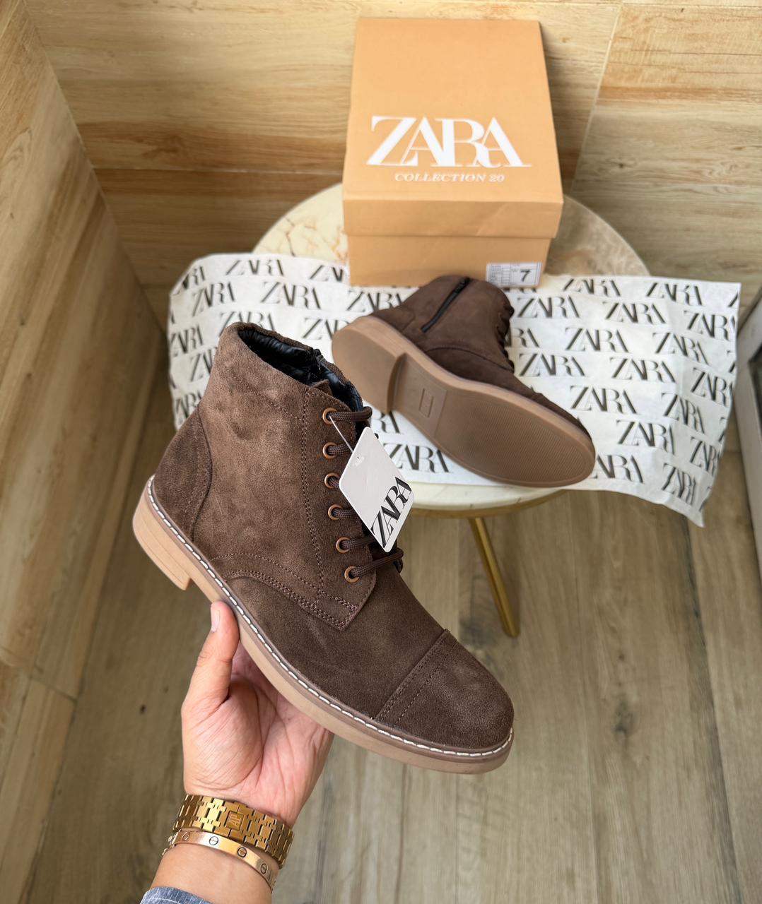 FIRST COPY ZARA-STICHED ZIP SUEDE LEATHER BOOTS - Image 15
