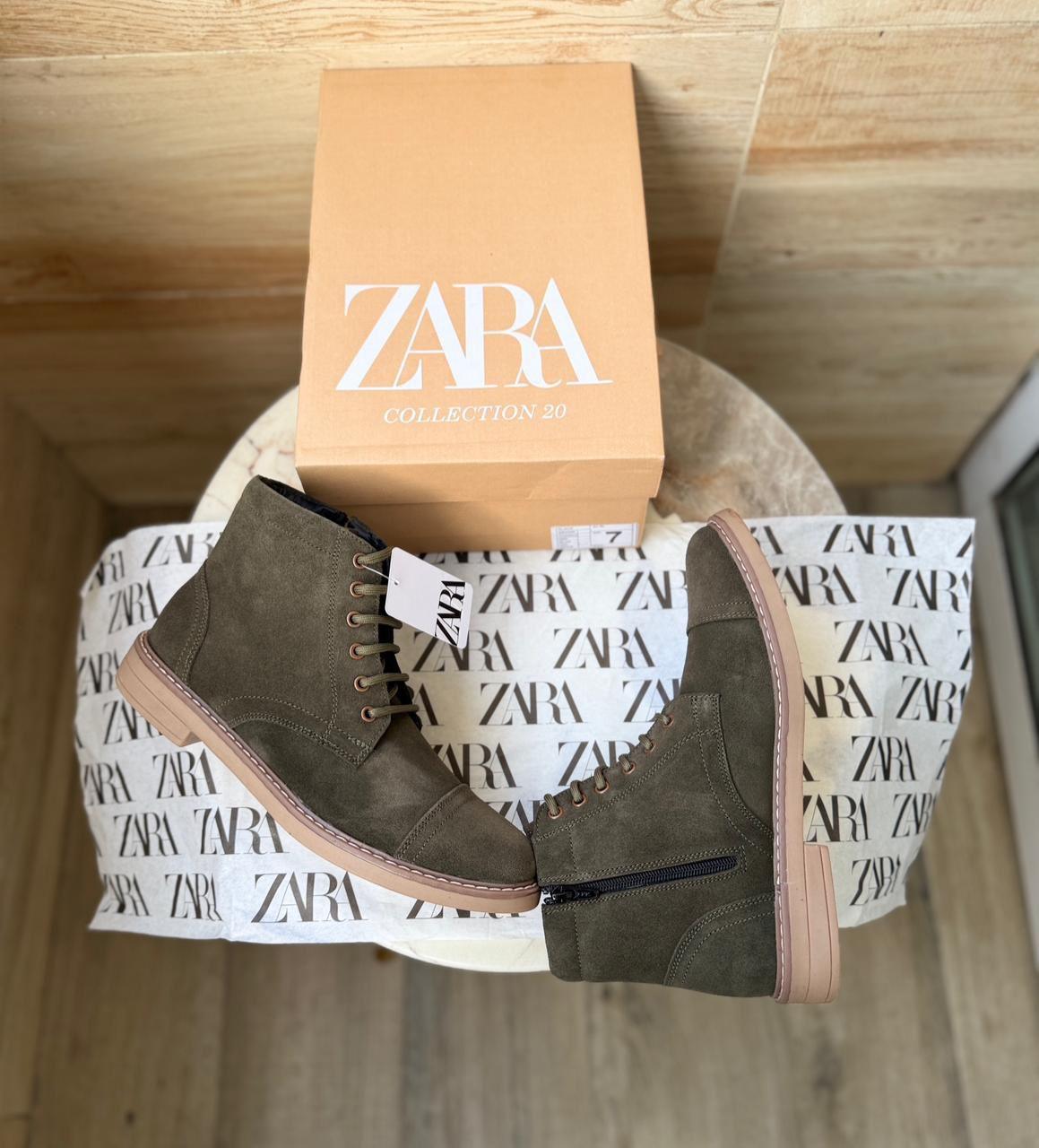FIRST COPY ZARA-STICHED ZIP SUEDE LEATHER BOOTS - Image 16
