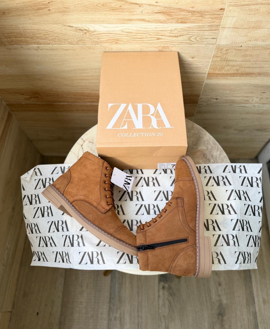 FIRST COPY ZARA-STICHED ZIP SUEDE LEATHER BOOTS - Image 4