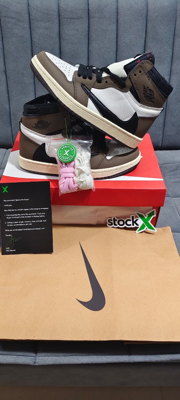 First Copy Nike Air Jordan 1 x Travis Scott Brown High - Image 2